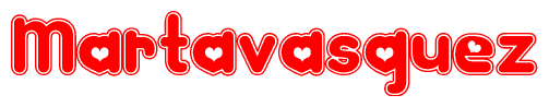 The image displays the word Martavasquez written in a stylized red font with hearts inside the letters.
