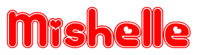 The image displays the word Mishelle written in a stylized red font with hearts inside the letters.