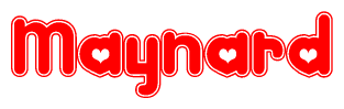 The image displays the word Maynard written in a stylized red font with hearts inside the letters.