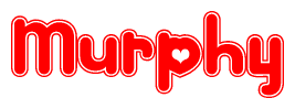 The image displays the word Murphy written in a stylized red font with hearts inside the letters.