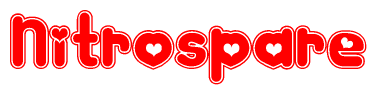 The image displays the word Nitrospare written in a stylized red font with hearts inside the letters.