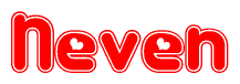 The image is a clipart featuring the word Neven written in a stylized font with a heart shape replacing inserted into the center of each letter. The color scheme of the text and hearts is red with a light outline.