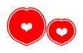 The image is a clipart featuring the word Oo written in a stylized font with a heart shape replacing inserted into the center of each letter. The color scheme of the text and hearts is red with a light outline.