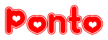 The image displays the word Ponto written in a stylized red font with hearts inside the letters.