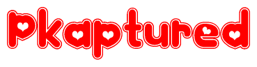 The image displays the word Pkaptured written in a stylized red font with hearts inside the letters.