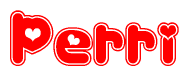 The image displays the word Perri written in a stylized red font with hearts inside the letters.