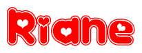   The image displays the word Riane written in a stylized red font with hearts inside the letters. 