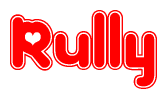 The image displays the word Rully written in a stylized red font with hearts inside the letters.