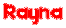 The image displays the word Rayna written in a stylized red font with hearts inside the letters.