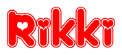 The image displays the word Rikki written in a stylized red font with hearts inside the letters.