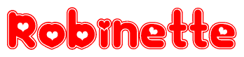 The image displays the word Robinette written in a stylized red font with hearts inside the letters.