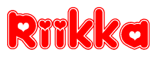 The image displays the word Riikka written in a stylized red font with hearts inside the letters.