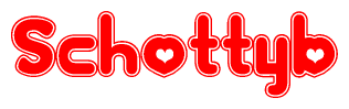 The image displays the word Schottyb written in a stylized red font with hearts inside the letters.