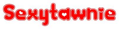 The image displays the word Sexytawnie written in a stylized red font with hearts inside the letters.