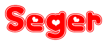 The image displays the word Seger written in a stylized red font with hearts inside the letters.