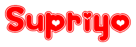 The image displays the word Supriyo written in a stylized red font with hearts inside the letters.