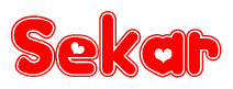 The image displays the word Sekar written in a stylized red font with hearts inside the letters.