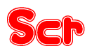 The image is a clipart featuring the word Scr written in a stylized font with a heart shape replacing inserted into the center of each letter. The color scheme of the text and hearts is red with a light outline.