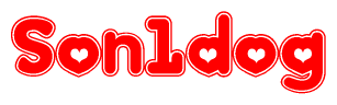 The image displays the word Son1dog written in a stylized red font with hearts inside the letters.
