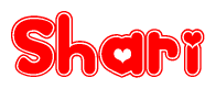 The image displays the word Shari written in a stylized red font with hearts inside the letters.