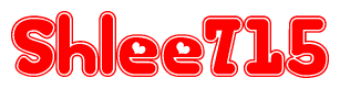 The image is a clipart featuring the word Shlee715 written in a stylized font with a heart shape replacing inserted into the center of each letter. The color scheme of the text and hearts is red with a light outline.