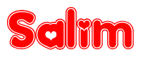 The image displays the word Salim written in a stylized red font with hearts inside the letters.