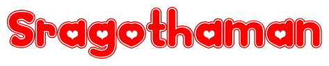 The image displays the word Sragothaman written in a stylized red font with hearts inside the letters.