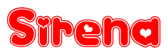   The image displays the word Sirena written in a stylized red font with hearts inside the letters. 