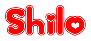 The image displays the word Shilo written in a stylized red font with hearts inside the letters.