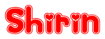 The image displays the word Shirin written in a stylized red font with hearts inside the letters.