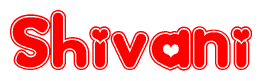 The image displays the word Shivani written in a stylized red font with hearts inside the letters.