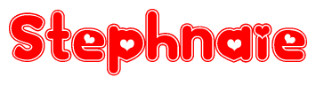 The image displays the word Stephnaie written in a stylized red font with hearts inside the letters.