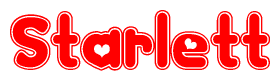 The image displays the word Starlett written in a stylized red font with hearts inside the letters.