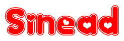 The image displays the word Sinead written in a stylized red font with hearts inside the letters.