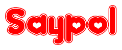The image displays the word Saypol written in a stylized red font with hearts inside the letters.