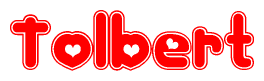 The image displays the word Tolbert written in a stylized red font with hearts inside the letters.