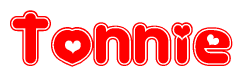 The image displays the word Tonnie written in a stylized red font with hearts inside the letters.