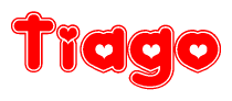 The image displays the word Tiago written in a stylized red font with hearts inside the letters.