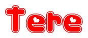 The image displays the word Tere written in a stylized red font with hearts inside the letters.