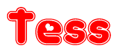 The image displays the word Tess written in a stylized red font with hearts inside the letters.