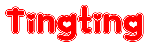 The image displays the word Tingting written in a stylized red font with hearts inside the letters.