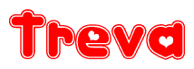 The image displays the word Treva written in a stylized red font with hearts inside the letters.