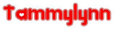 The image is a clipart featuring the word Tammylynn written in a stylized font with a heart shape replacing inserted into the center of each letter. The color scheme of the text and hearts is red with a light outline.