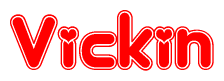 The image is a clipart featuring the word Vickin written in a stylized font with a heart shape replacing inserted into the center of each letter. The color scheme of the text and hearts is red with a light outline.