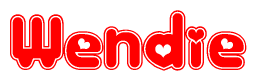 The image displays the word Wendie written in a stylized red font with hearts inside the letters.