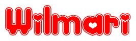 The image displays the word Wilmari written in a stylized red font with hearts inside the letters.