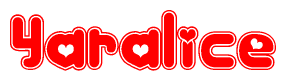 The image displays the word Yaralice written in a stylized red font with hearts inside the letters.