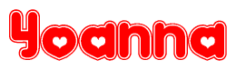 The image displays the word Yoanna written in a stylized red font with hearts inside the letters.