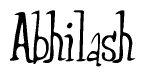 The image is of the word Abhilash stylized in a cursive script.