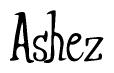 The image is of the word Ashez stylized in a cursive script.